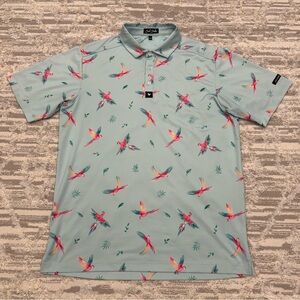 Bad Birdie Macaw Bird Performance Golf Polo Men’s Large Stretch Wicking Comfort